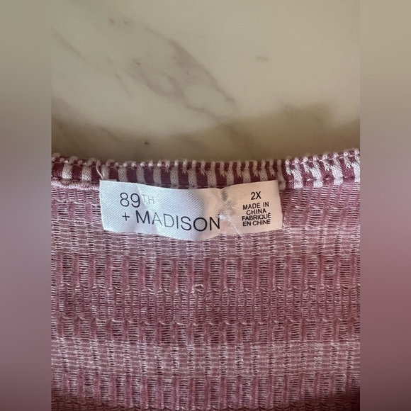 89th + Madison Women’s Quarter Sleeve Plus Size 2XL Rose Color Blouse NWT - Picture 2 of 7